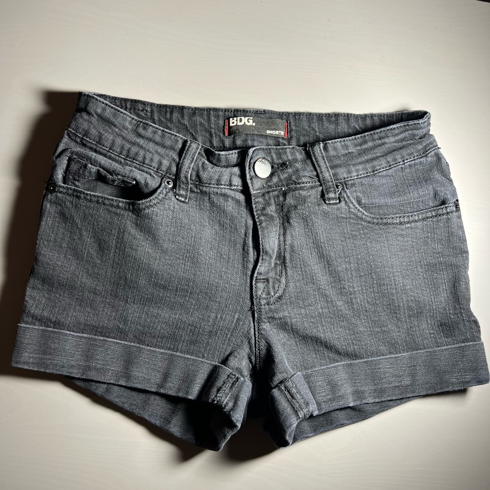 BDG Charcoal Gray Denim Cuffed Shorts, Size S